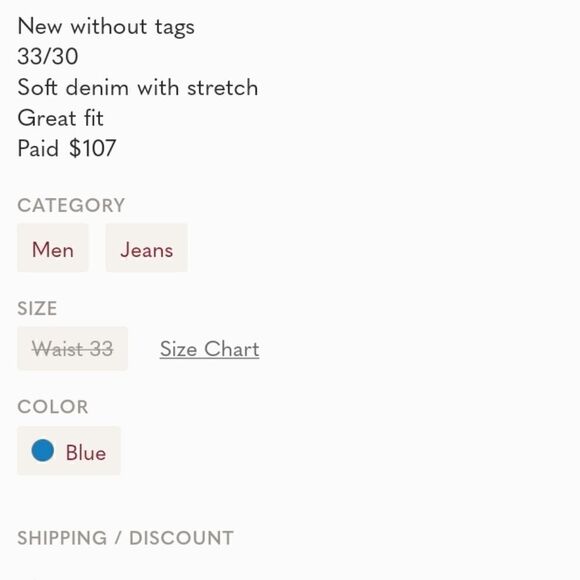 LUCKY BRAND SOFT STRETCH DENIM! 33 WAIST - Picture 6 of 6